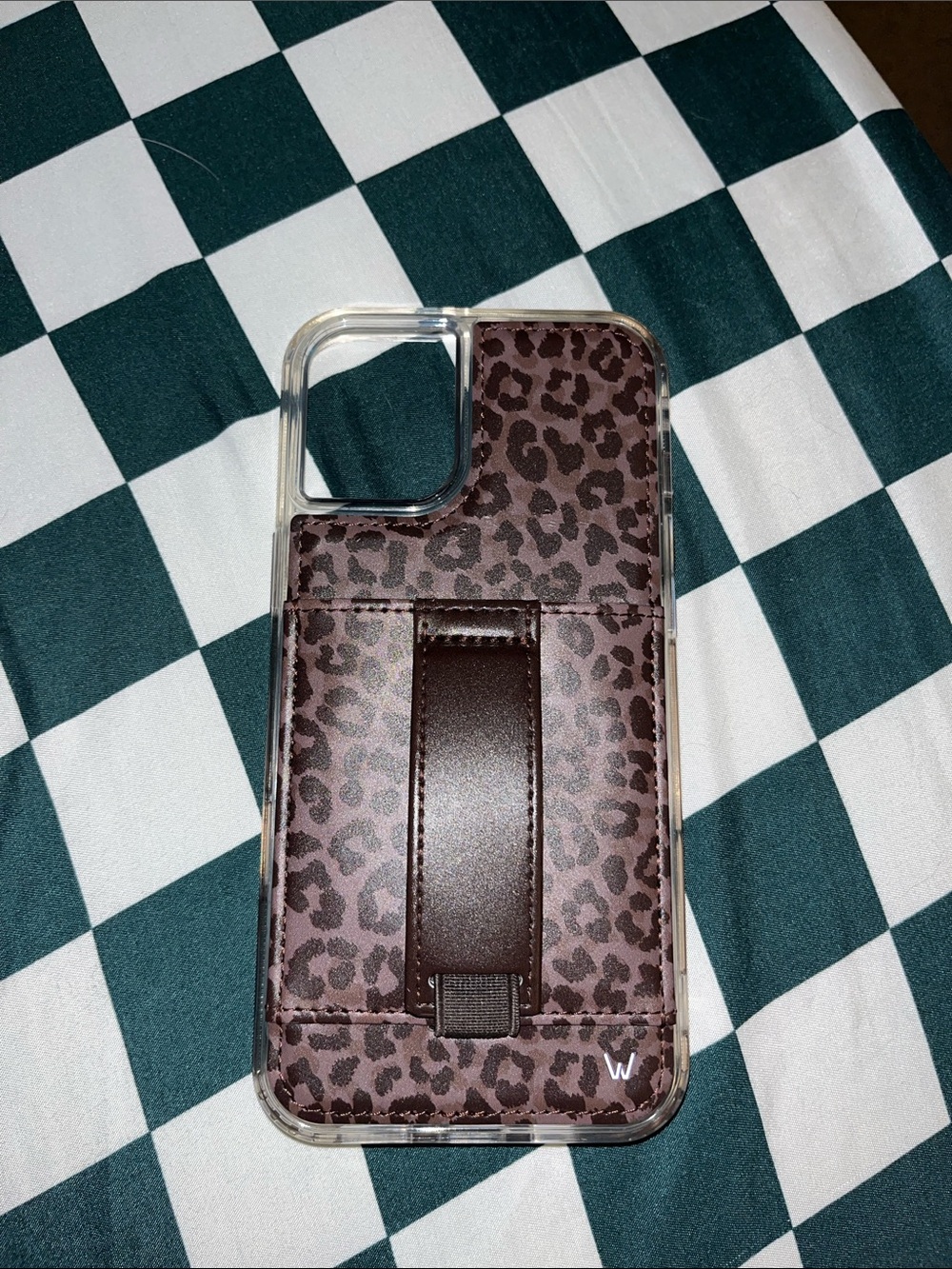 iPhone 16 PLUS - Leopard Print Walli Phone Case with Brown Card Strap by
